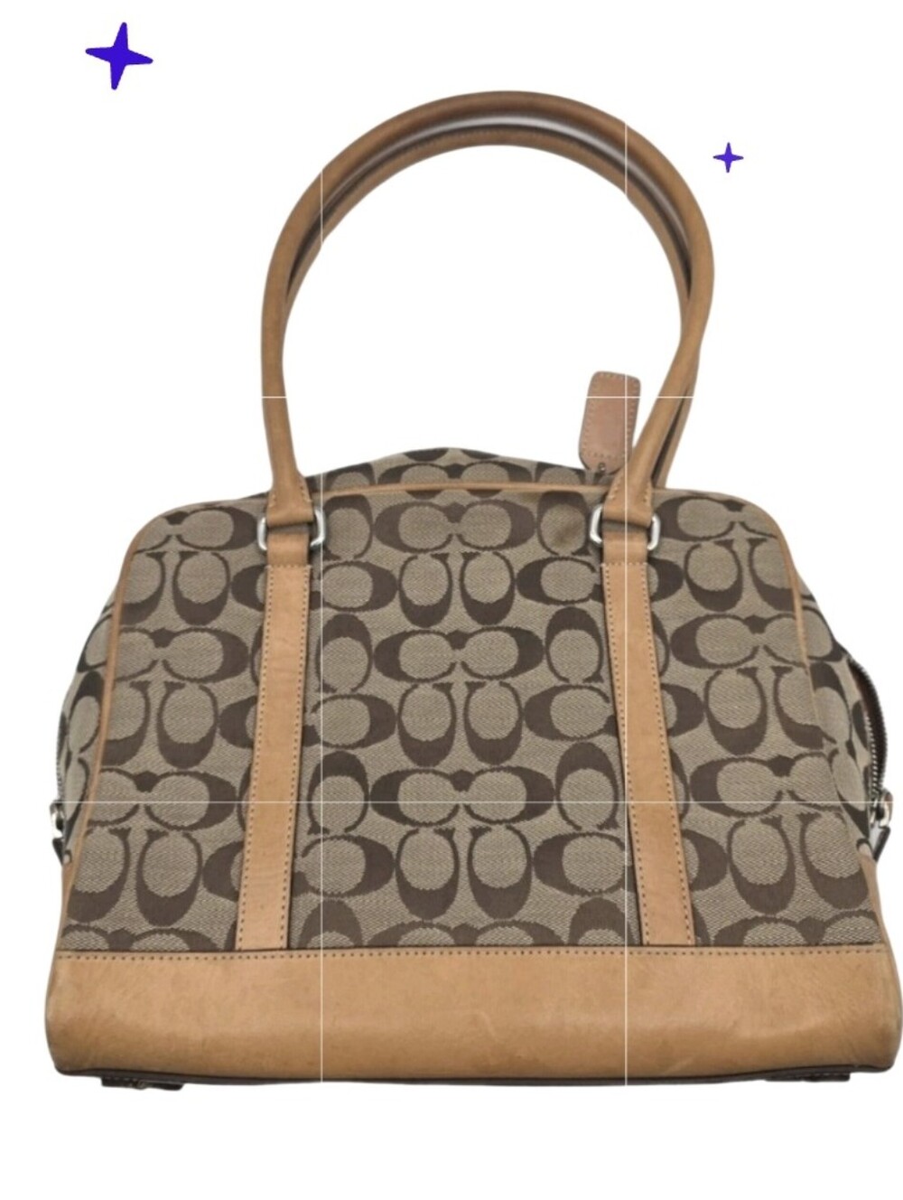 Coach Signature Tan Canvas Shoulder Handbag 6097 Leather Trim Vintage Authentic - Picture 6 of 13